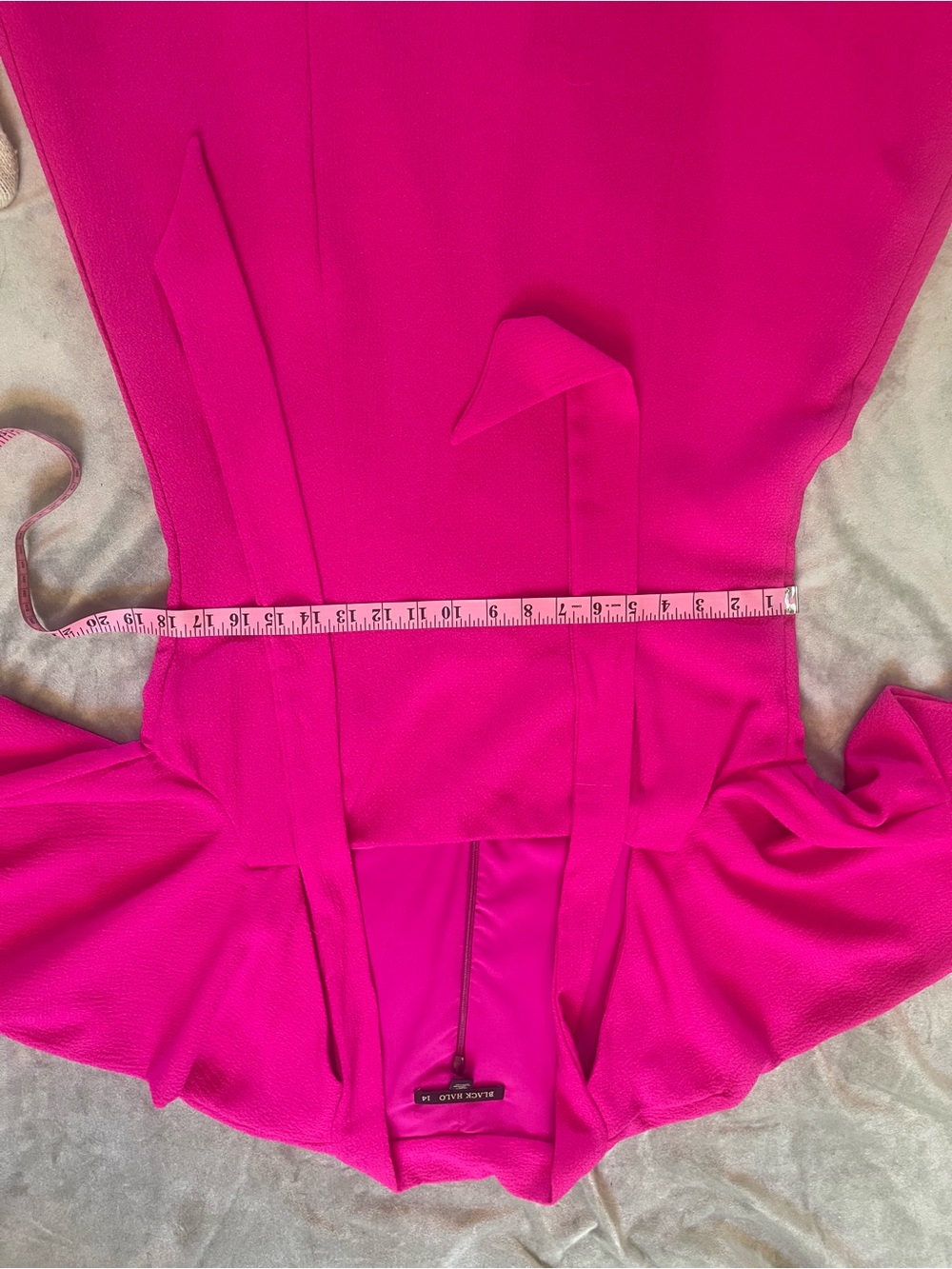 Black Halo ✨ Coralia A-line Dress| Prominent Tie-neck Detail| Vibrant Pink - Picture 10 of 14